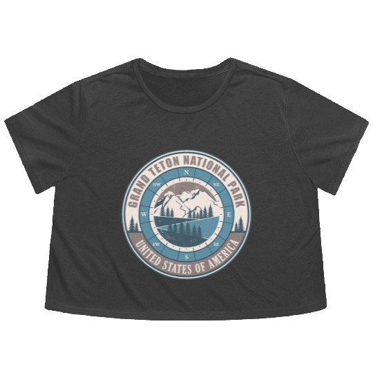 Grand Teton National Park US Vintage Hiking Flowy Cropped Tees