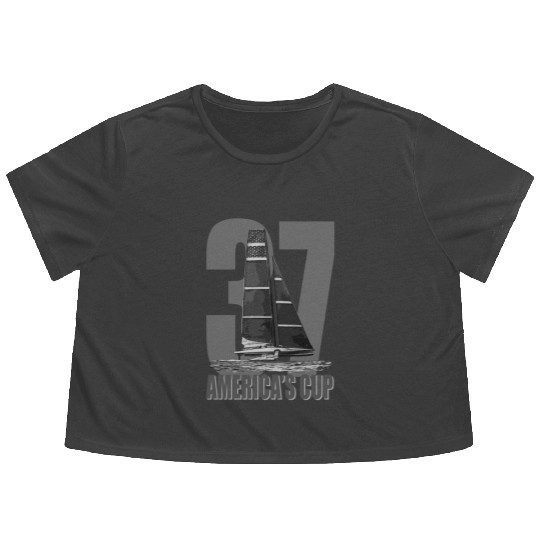 America's Cup 37 Grey Flowy Cropped Tees