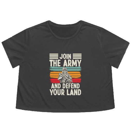 Soldier join army defend your land military Flowy Cropped Tees