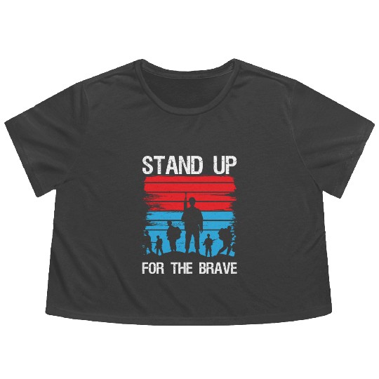Soldier stand up for brave military army veteran Flowy Cropped Tees