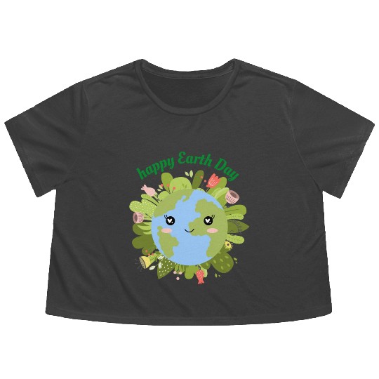 Happy Earth Day Flowy Cropped Tees