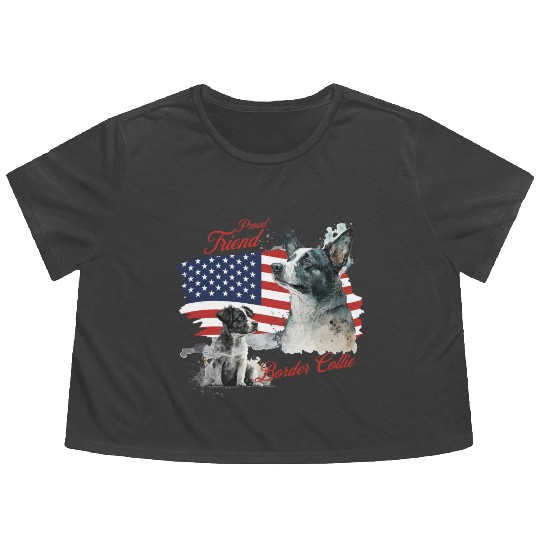 Proud Friend of American Border Collie Dog Flowy Cropped Tees