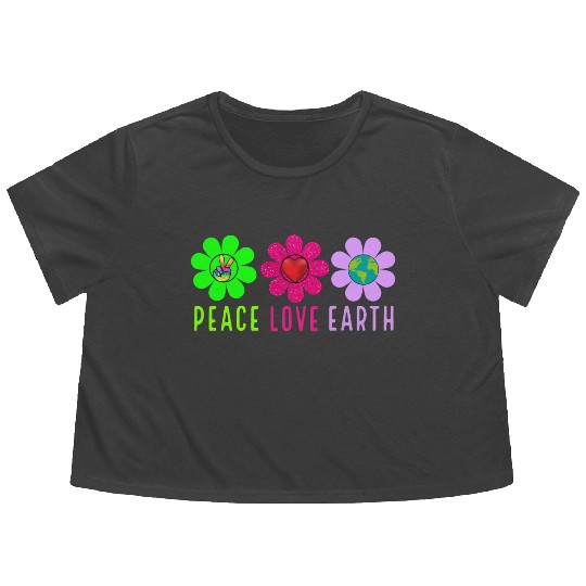 Peace Love Earth, Peace Love People Earth Day Flowy Cropped Tees