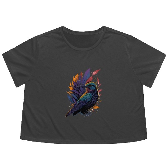 Nature Lovers - Charming Hummingbird Flowy Cropped Tees