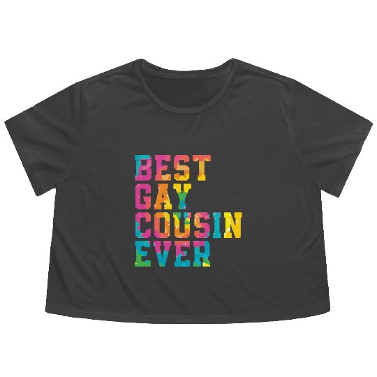 Best Gay Cousin Ever Rainbow Pride Month LGBTQ Gay Flowy Cropped Tees