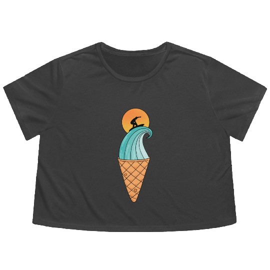 Nature Wave Ice Cream Flowy Cropped Tees