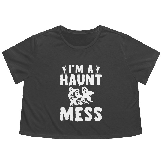 Halloween Paranormal Ghost Hunters Horror Fans Flowy Cropped Tees