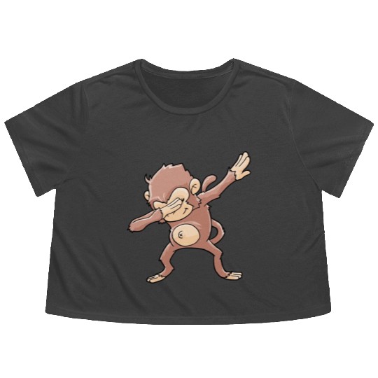 Monkey Dabbing Primate Zookeeper Flowy Cropped Tees