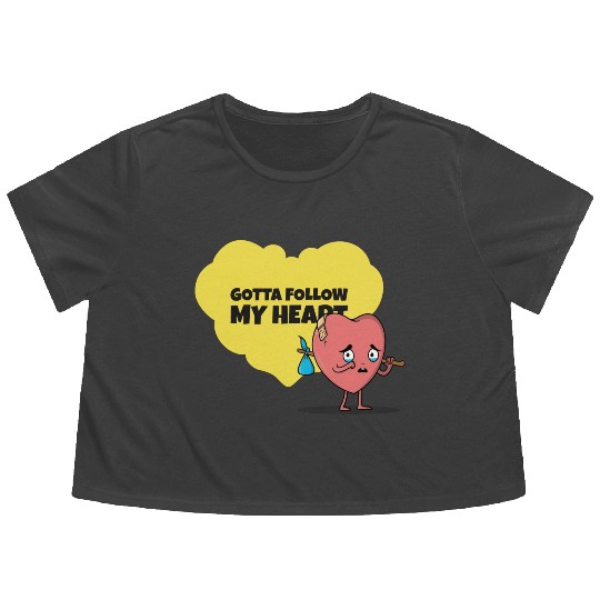 Gotta Follow My Heart Anti Valentine Heart Flowy Cropped Tees