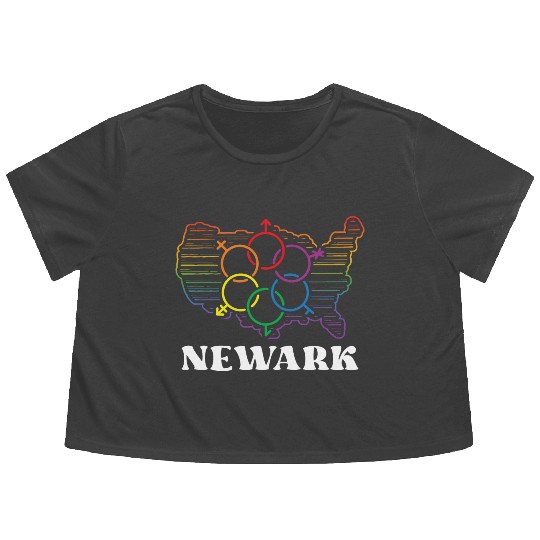 Newark Pride Month Pride Flag LGBT Community LGBTQ Flowy Cropped Tees