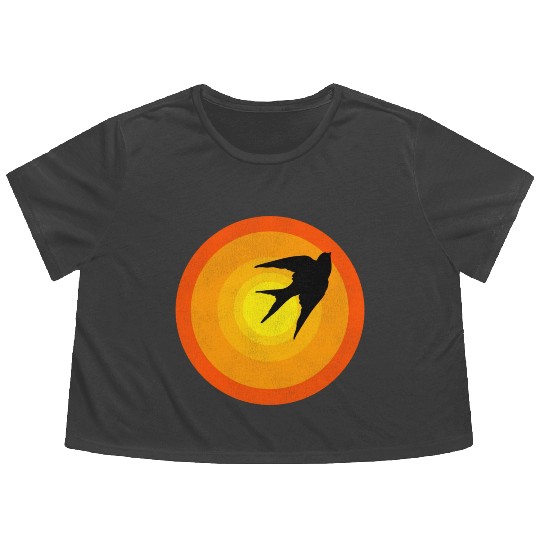 Caged Bird Sunrise gift Flowy Cropped Tees