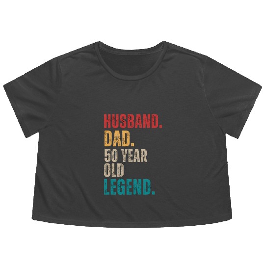 Funny 50th Birthday For Men Gifts Vintage Dad Flowy Cropped Tees