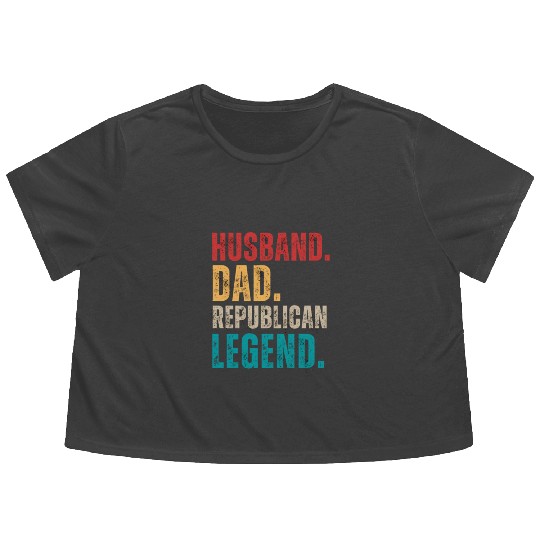 Husband Dad Republican Legend Republican Supporter Flowy Cropped Tees