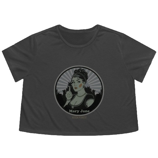 Mary Jane Lady Marijuana Funny Graphic Flowy Cropped Tees