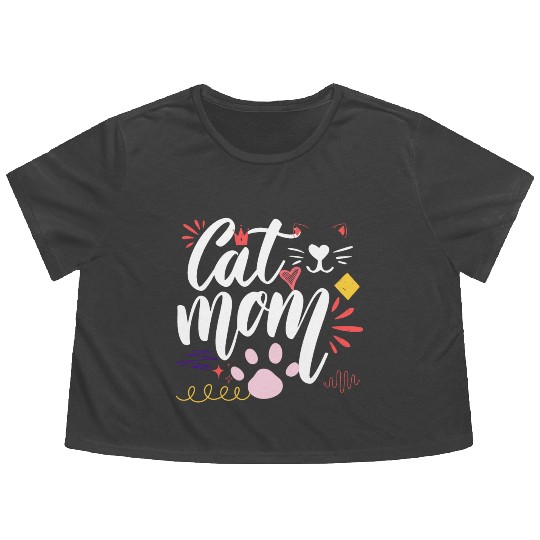 lover Cat mom, Best Cat Mom, Cats Mommy Flowy Cropped Tees
