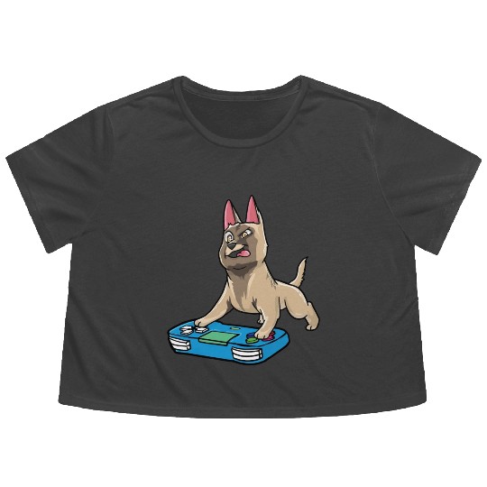 Belgian Malinois Gaming Kawaii Gamer Dog Lover Flowy Cropped Tees