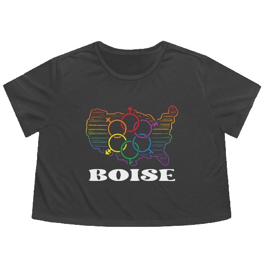 Boise Pride Month Pride Flag LGBT Community LGBTQ Flowy Cropped Tees