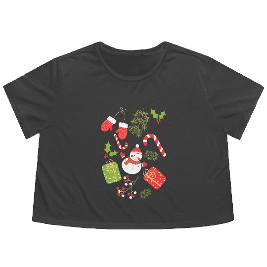 Christmas Time - Christmas Tree Decorations Flowy Cropped Tees