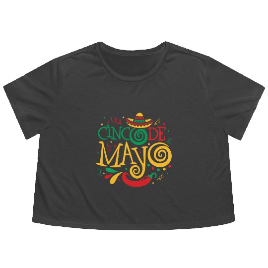 Cinco De Mayo Fiesta Surprise Camisa 5 De Mayo Flowy Cropped Tees