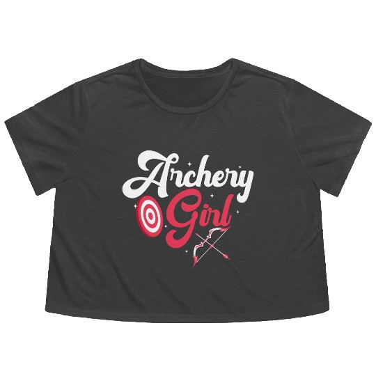 Archery Girl Archer Target Bow & Arrows Flowy Cropped Tees