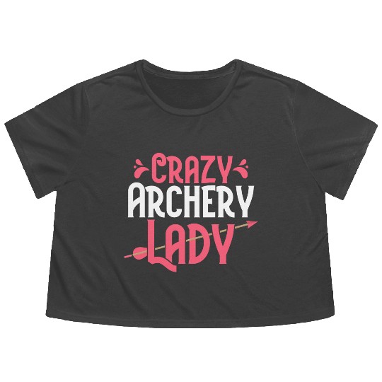 Crazy Archery Lady Bow & Arrows Target Archer Flowy Cropped Tees