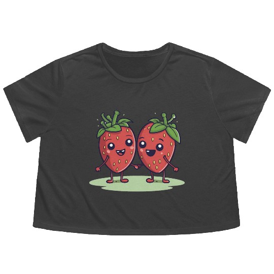Strawberry Friends Flowy Cropped Tees