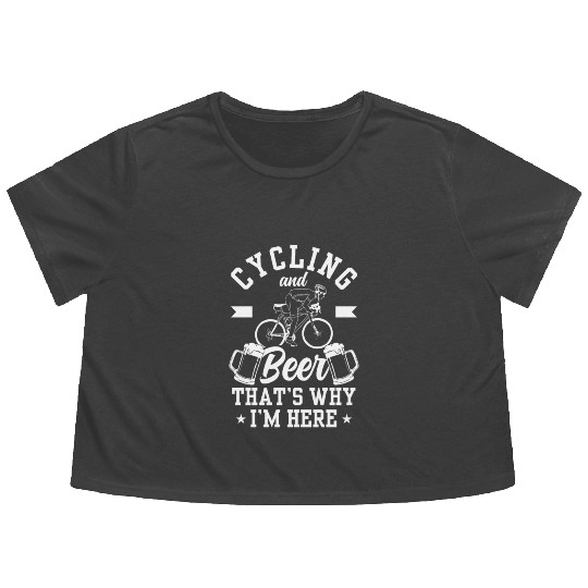 Cycling And Beer That's Why I'm Here Bike Race Flowy Cropped Tees
