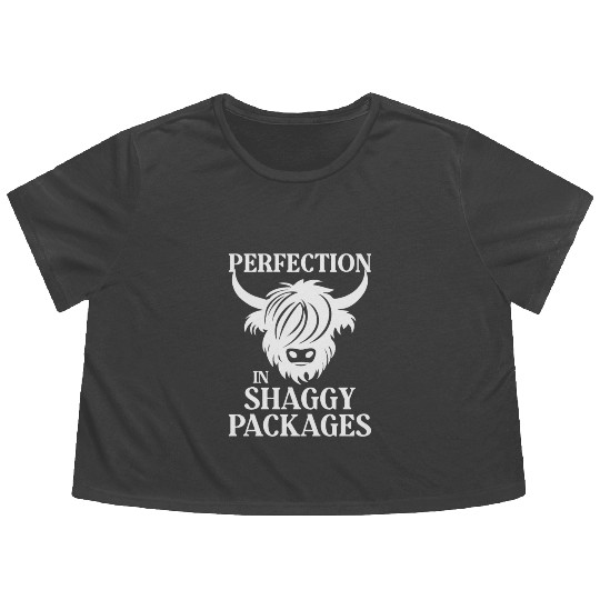 Perfection In Shaggy Packages Highland Cow Flowy Cropped Tees