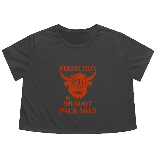 Perfection In Shaggy Packages Highland Cow Flowy Cropped Tees