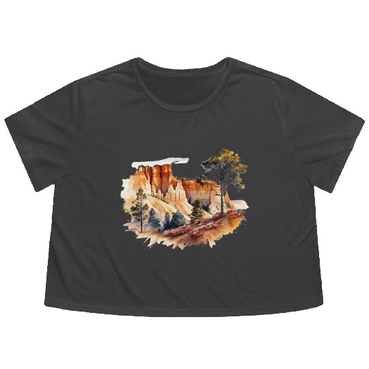Bryce Canyon Watercolor Wonderland Flowy Cropped Tees