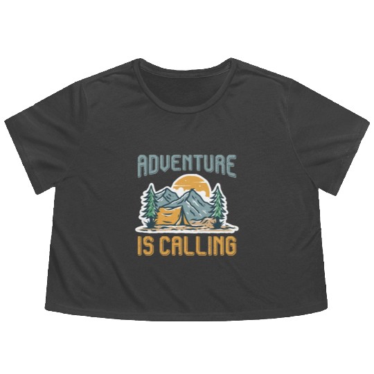 Adventure is calling Mountain lover Hiking Flowy Cropped Tees