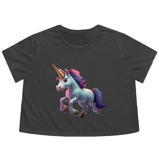magic unicorn cartoon horse pony Flowy Cropped Tees