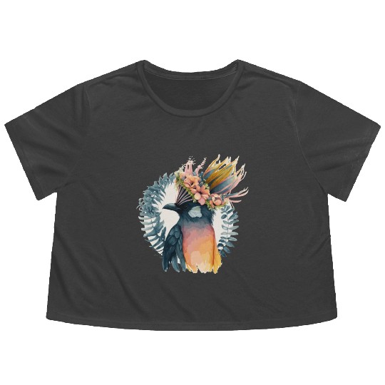 Cute Bird Of Paradise Bird Flower Crown Pet Birds Flowy Cropped Tees