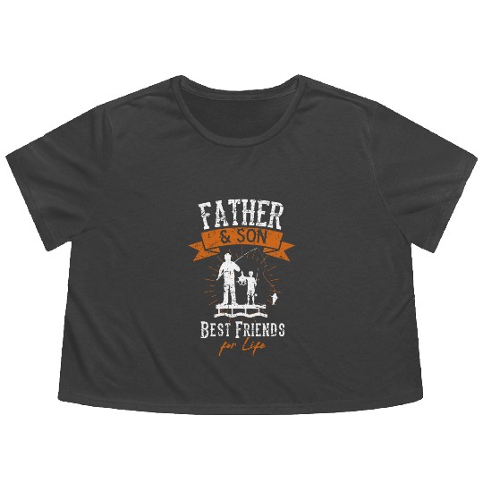 Fisherman Dad Daddy And Son Fishing Fathers Day Ou Flowy Cropped Tees