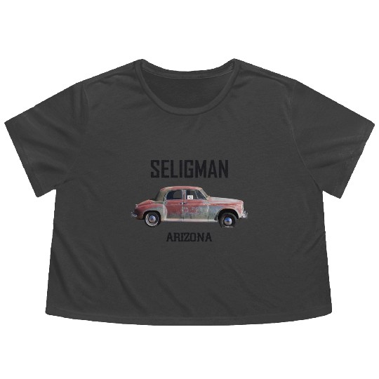 Old car city of Seligman in Arizonna, US Route 66 Flowy Cropped Tees