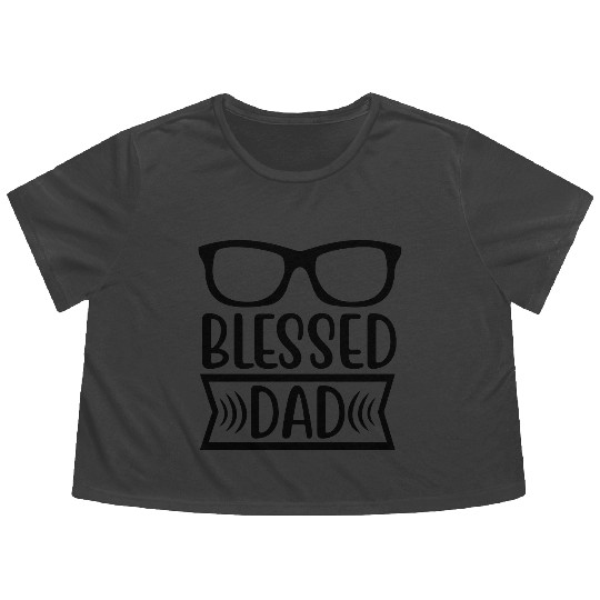 Blessed dad Flowy Cropped Tees