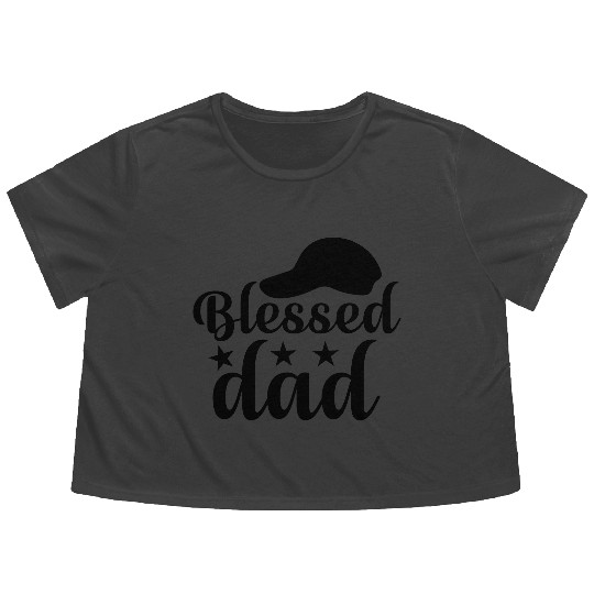 Blessed dad 2 01 Flowy Cropped Tees