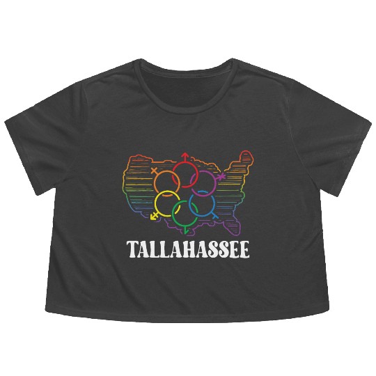 Tallahassee Pride Month Pride Flag LGBT Community Flowy Cropped Tees