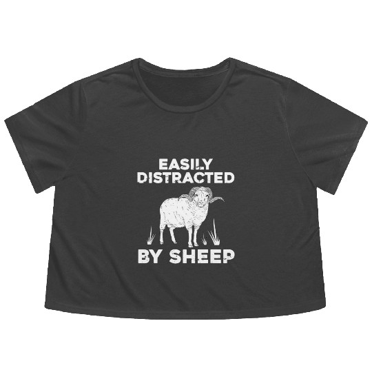 Cute Sheep For Men Women Lamb Farm Animal Farmer Flowy Cropped Tees