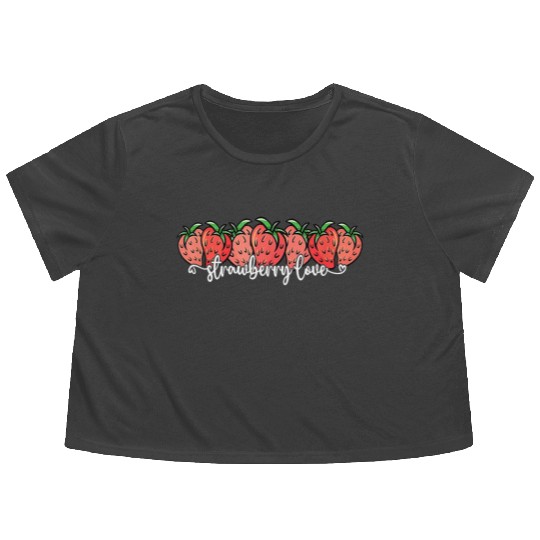 Cute Strawberry Love Lovers Fruit Berry Farmer Flowy Cropped Tees