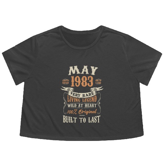 May 1983 Birthday Surprise Flowy Cropped Tees