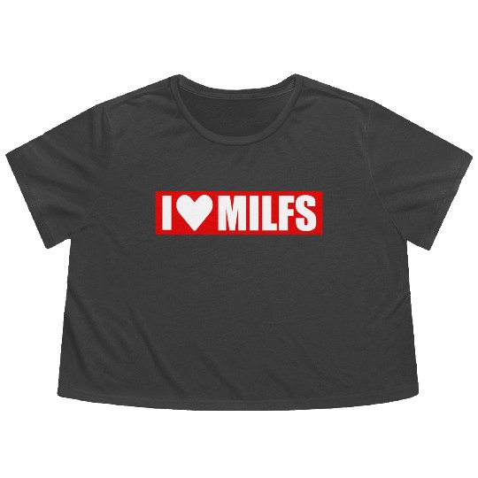 I love milfs red design Flowy Cropped Tees