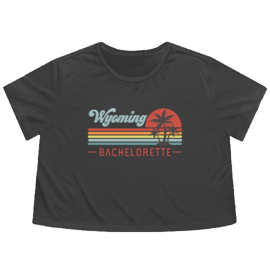 Wyoming Bachelorette, Palm Trees & Vintage Sunset Flowy Cropped Tees