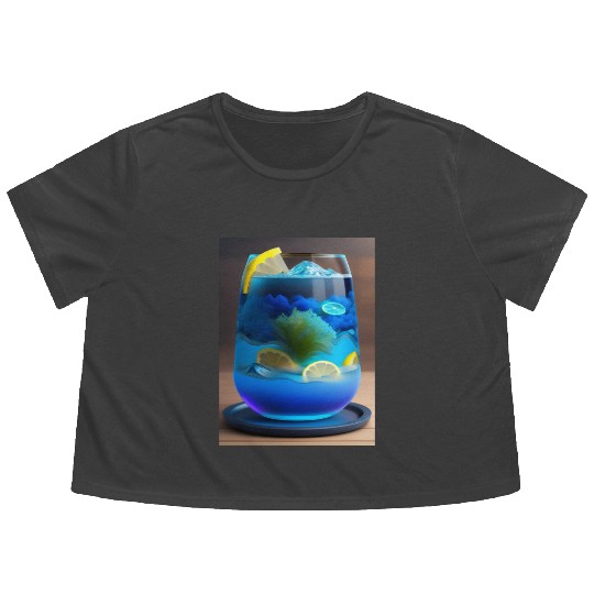 Electric Blue Lemonade Flowy Cropped Tees