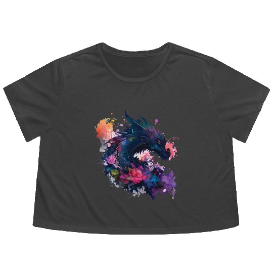Black Dragon Flowy Cropped Tees