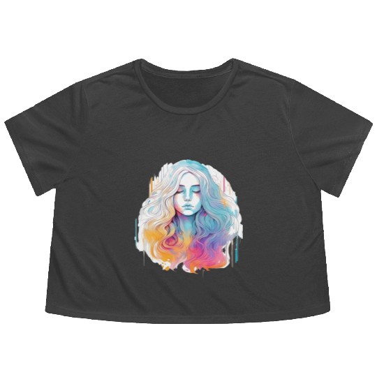 Glimmering Holographic Girl The Future is Now Flowy Cropped Tees