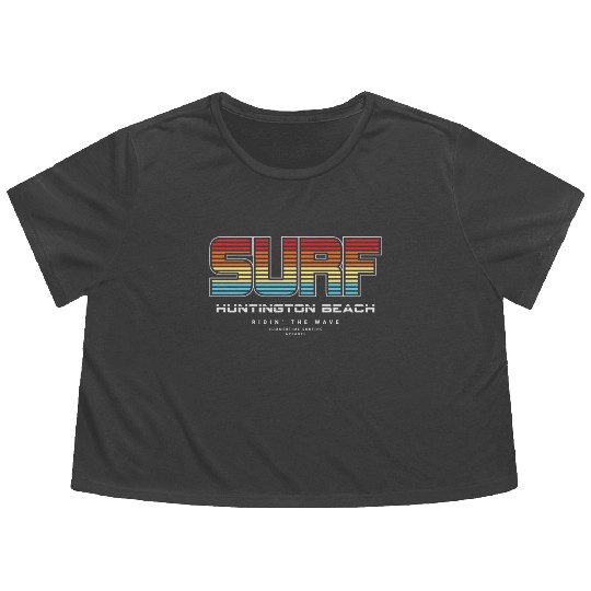 Surf in Huntington Beach nature Flowy Cropped Tees
