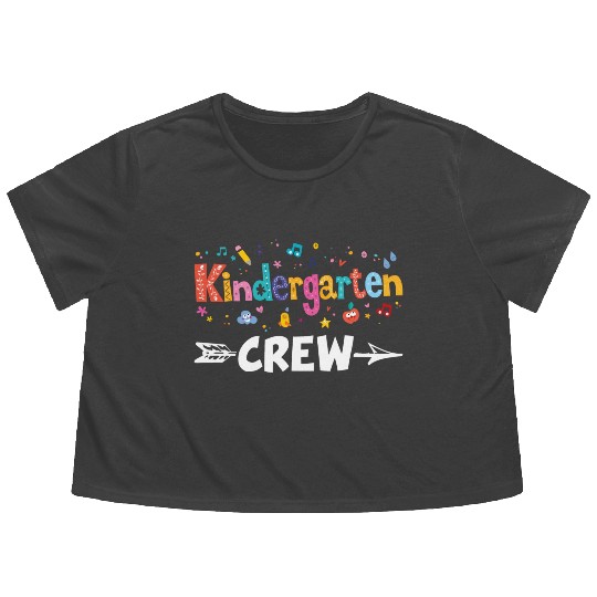 Kindergarten Crew Teacher Team Kinder squad Flowy Cropped Tees