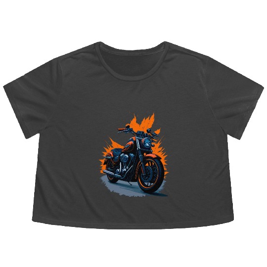 Motorcycle Retro illustration Flowy Cropped Tees