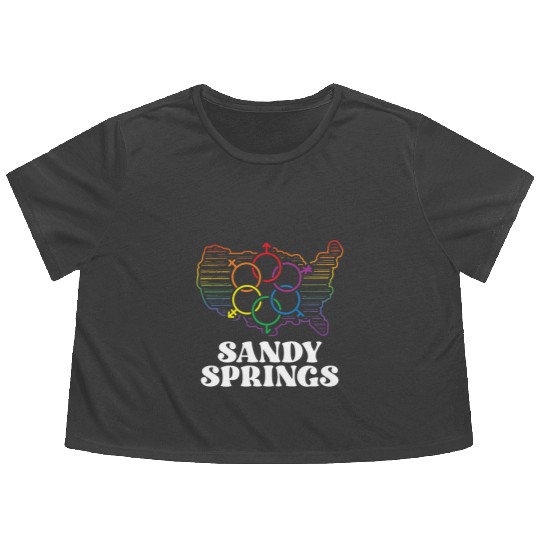 Sandy Springs Pride Flag Pride Month LGBTQ Flag Flowy Cropped Tees